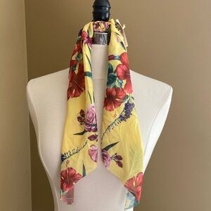 Floral Yellow Pony Tail Scarf NWT